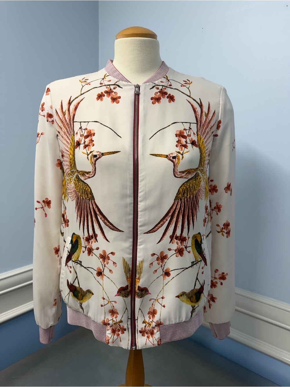 Zara Floral Bird Bomber Jacket - Picture 1 of 12